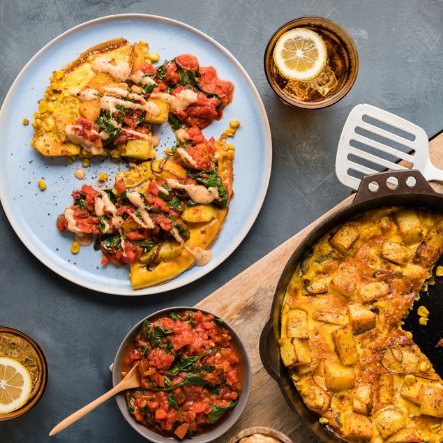 Spanish Corn & Potato Tortilla with Tomato Sofrito