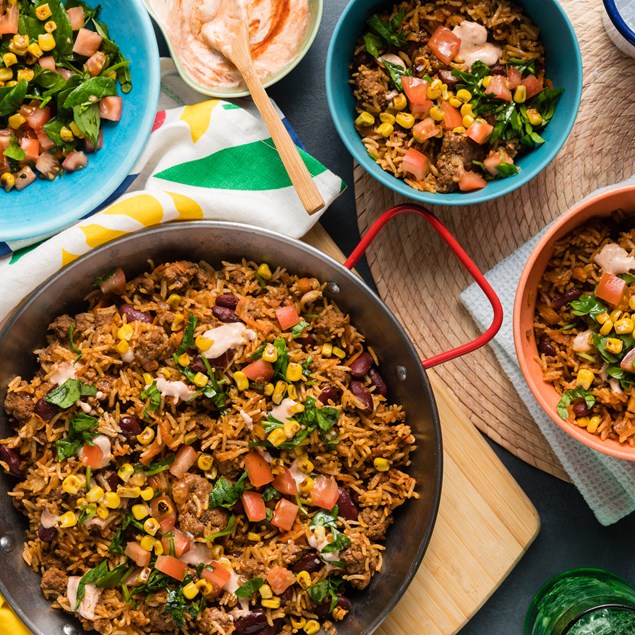 Beef Burrito Bowl with Salsa & Chipotle Sour Cream