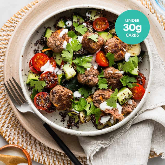 Turkish-Spiced Lamb Kofta with Eggplant Tabbouleh & Tahini Yoghurt