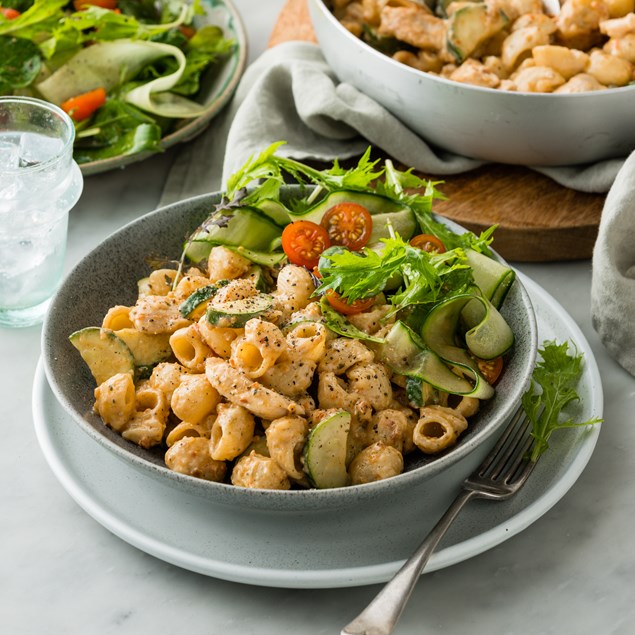 Creamy Chicken & Courgette Pasta with Sundried Tomato & Summer Salad