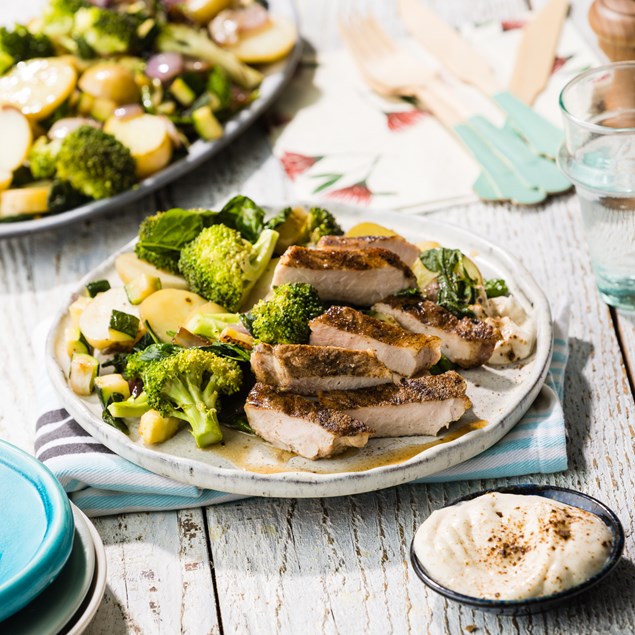Braai Pork Scotch with Potato Salad & Smoked Garlic Aioli