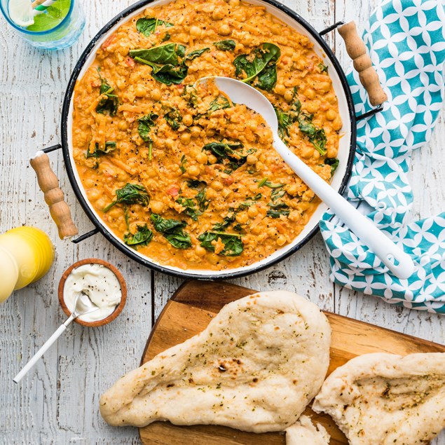 20-Minute Indian Cauli Curry with Garlic Naan