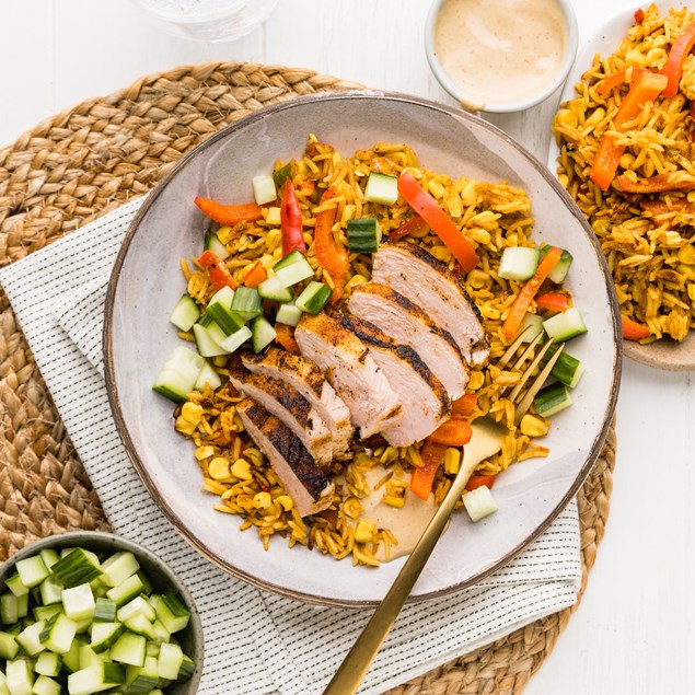 15-Minute Southern Spiced Pork Steaks  with Smoked Jalapeño Creme