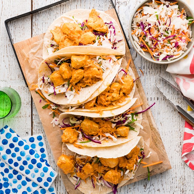 20-Minute Thai Red Chicken Tacos with Creamy Coconut Curry Sauce