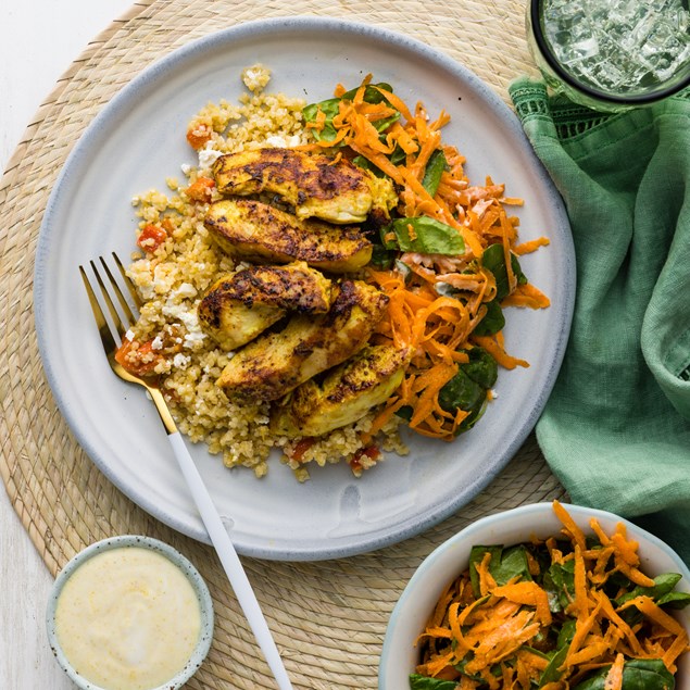 Indian Spiced Chicken with Lemon Bulgur & Yoghurt Slaw