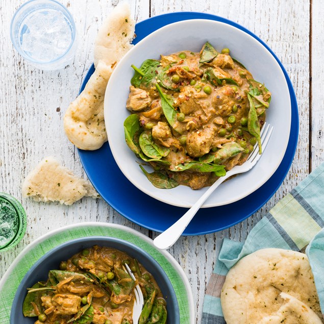 20-Minute Fragrant Indian Chicken Curry with Garlic Naan