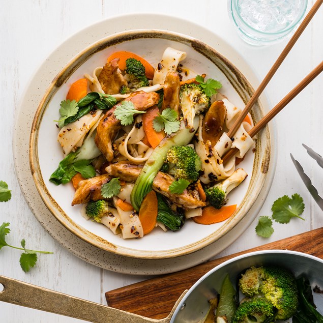 Biang Biang Chicken Noodles with Asian Greens & Chilli Oil