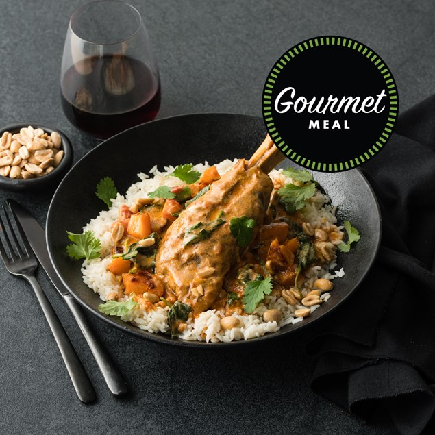 Gourmet Lamb Shank Massaman Curry with Fragrant Basmati Rice & Peanuts