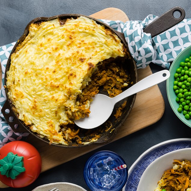 Curried Lentil Cottage Pie with Cheesy Potato Topping