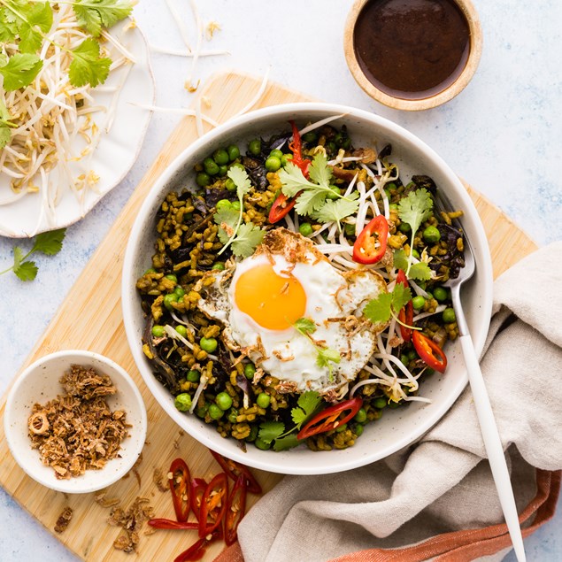 15-Minute Nasi Goreng with Fried Eggs & Crispy Shallots