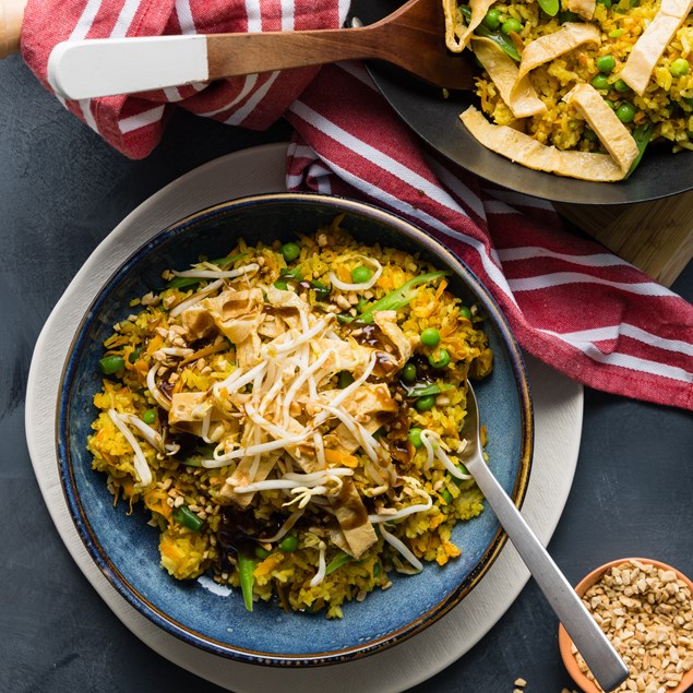 Veggie Nasi Goreng with Egg Ribbons & Peanuts