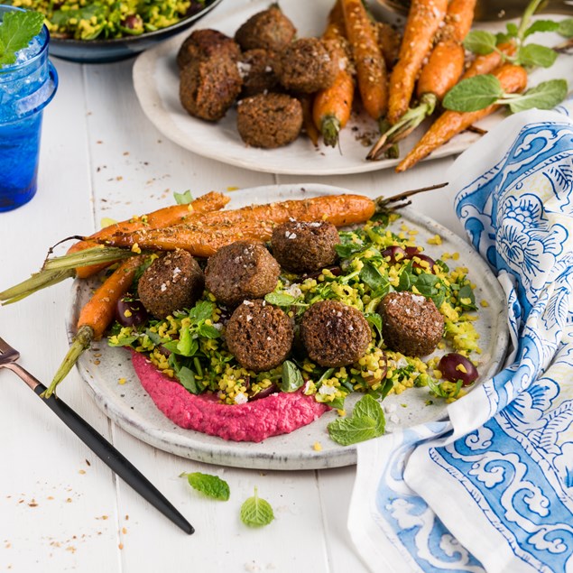 Winter Lebanese Falafel Bowl with Creamy Hummus &  & Super Green Tabbouleh