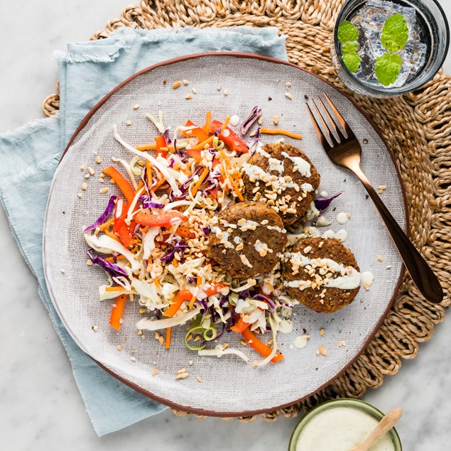 Thai Lentil Cakes with Asian Peanut Slaw &amp; Sesame Mayo - My Food Bag