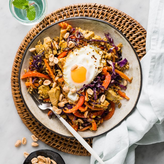 15-Minute Chicken Nasi Goreng with Chilli Fried Eggs & Peanuts