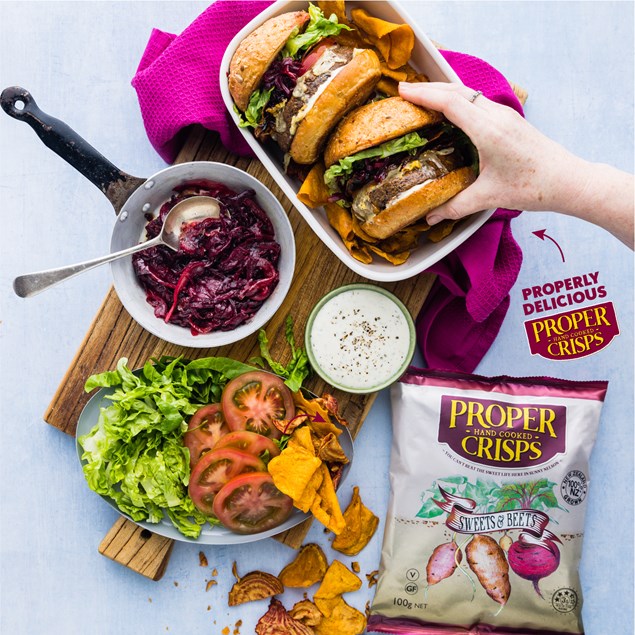 Proper Sweets & Beets Veggie Cheeseburgers with Beetroot Relish ...