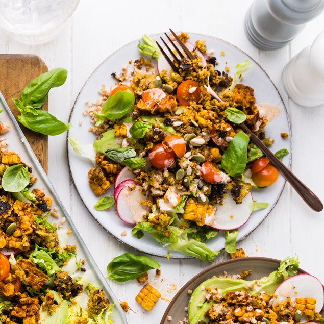 Californian Falafel Cobb Salad with Avocado, Basil & Pepita Aioli