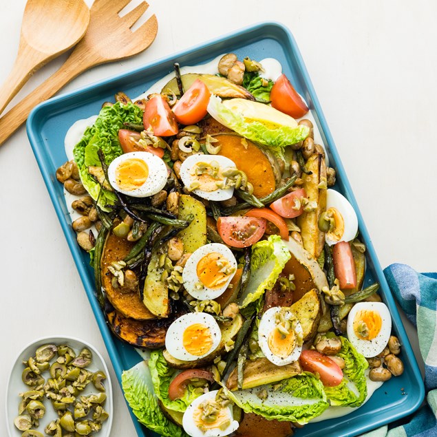 Summer Salad Platter with Crispy Butter Beans & Garlic Aioli