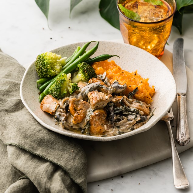 Ready Made Creamy Mushroom Chicken with Potato Mash & Almonds