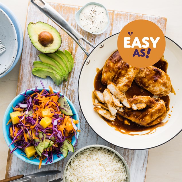 Easy Hawaiian Chicken Rice Bowl with Rainbow Veggies & Garlic Aioli