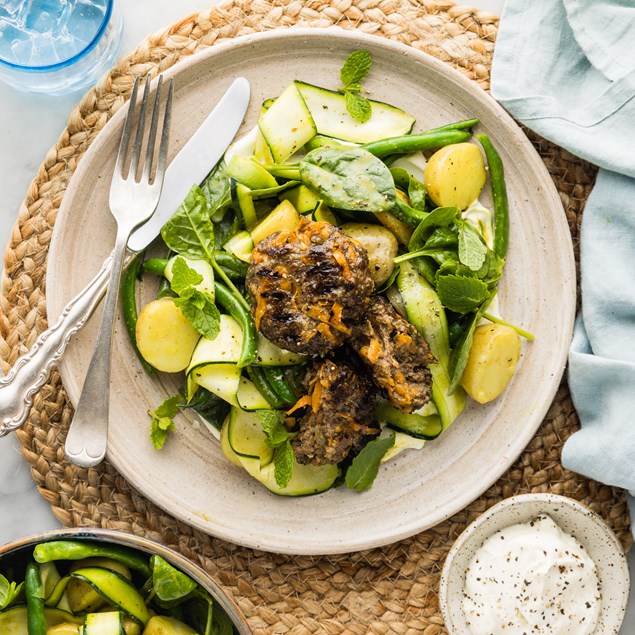 Nepalese Lamb Patties with Curried Potato Salad