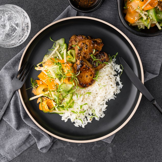 Hoisin-Glazed Pork Fillet with Apple Salad & Coriander