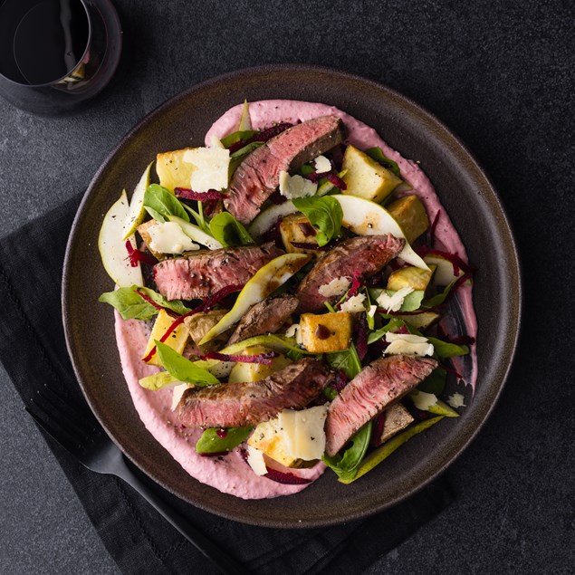 Seared Beef Eye Fillet Carpaccio with Beetroot, Rocket, Parmesan & Horseradish