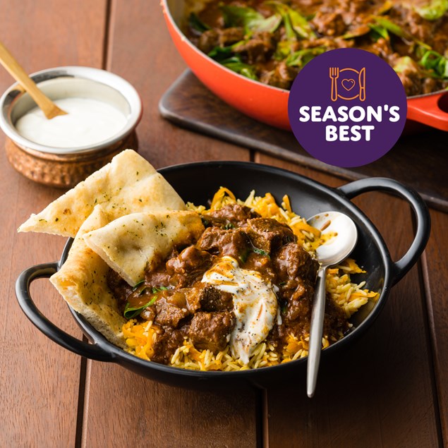 Slow Cooker Beef Rogan Josh with Garlic Naan & Basmati Rice