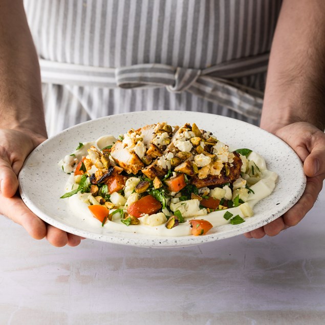 Low Carb Harissa & Feta Chicken with Cauliflower Tabbouleh