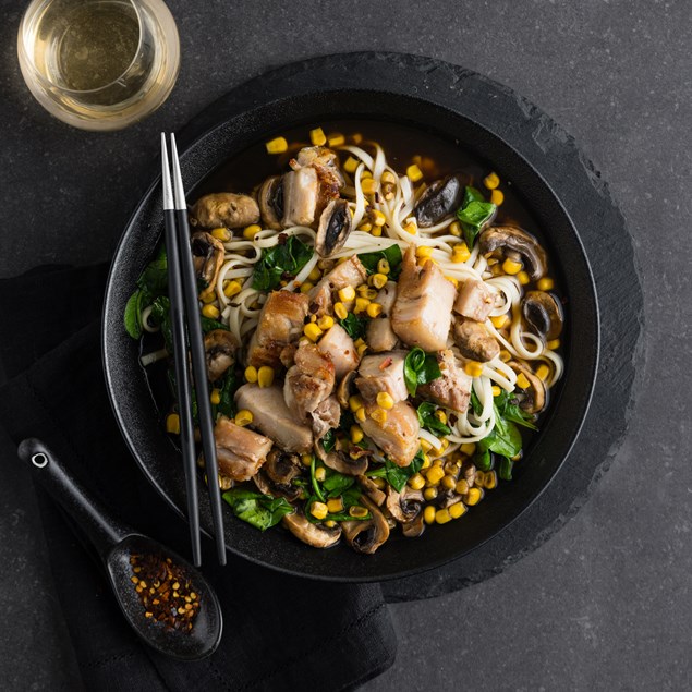 Pre-Prepped Pork Belly Ramen with Udon Noodles & Mushrooms