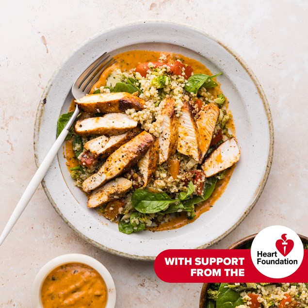 Smoky Middle Eastern-Style Chicken  with Tabbouleh & Eggplant Aioli