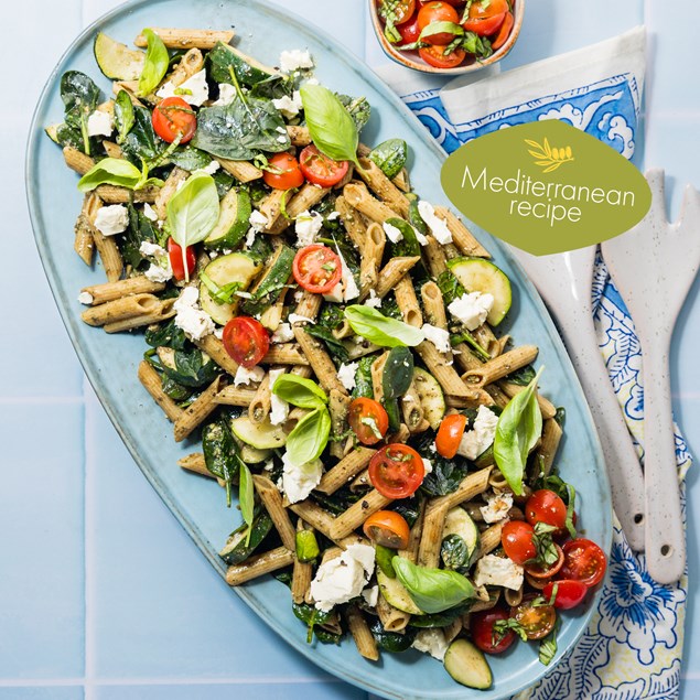 Pesto & Courgette Pasta Salad with Tomato Basil Salsa