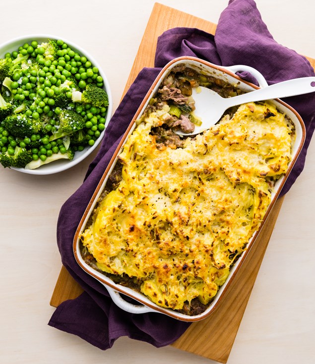 Potato Topped Pulled Beef Pie with Greens