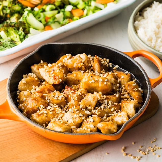 Chinese-Style Sticky Chicken with Jasmine Rice & Peanuts