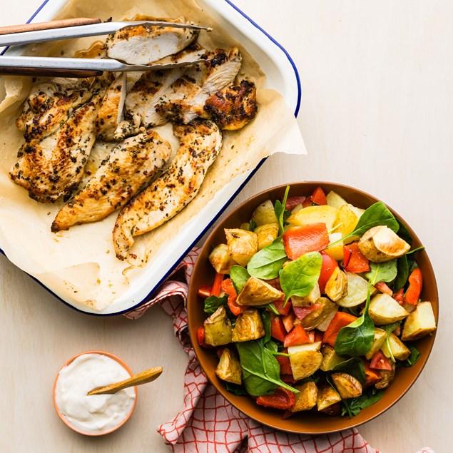 Punchy Spiced Chicken & Roast Potato Salad with Picklenaise