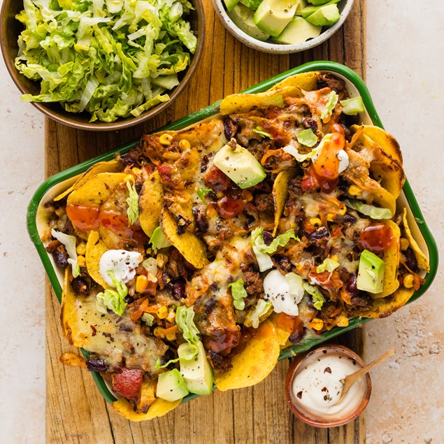 Classic Smoky Beef Nachos with Avocado & Sour Cream