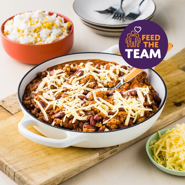 Feed The Team Tex-Mex Pork & Beans with Cheese & BBQ Sauce