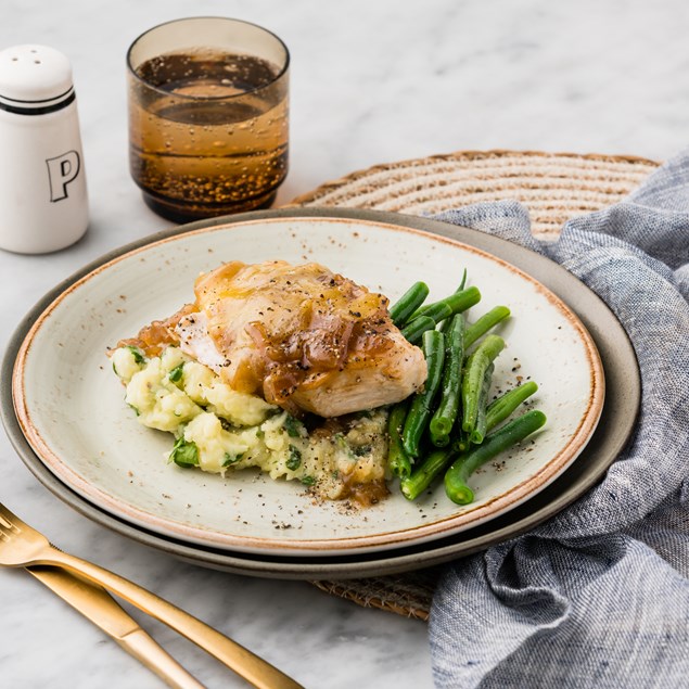 French Onion Braised Chicken with Mash