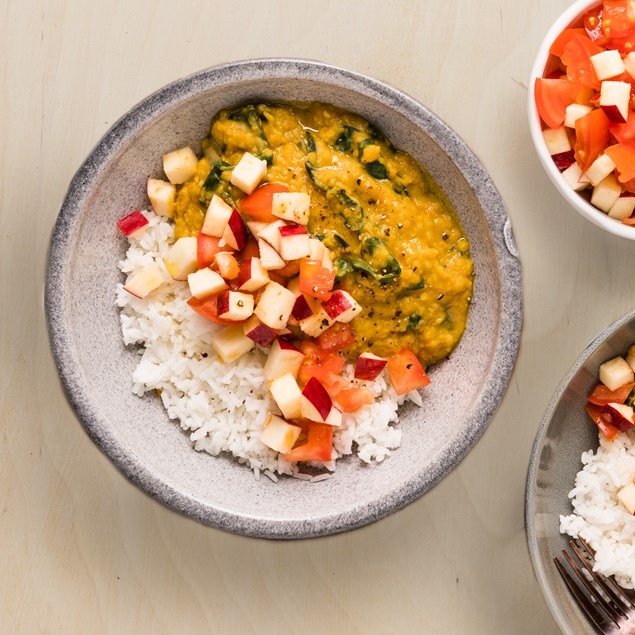 Best Ever Red Lentil Dhal with Salsa & Basmati