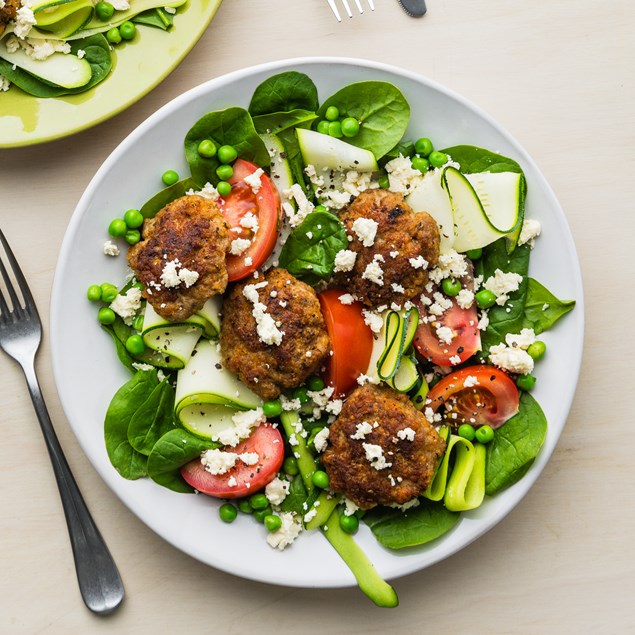 Low Carb Pork Patties & Pea Salad