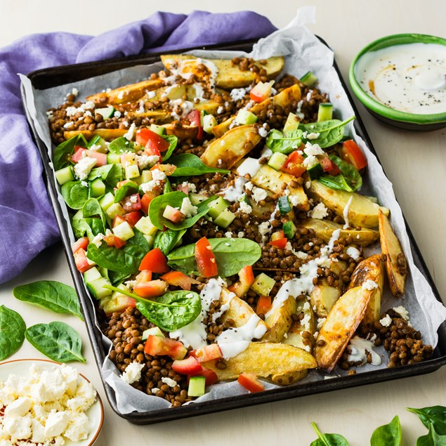 Greek Loaded Wedges & Feta Salad
