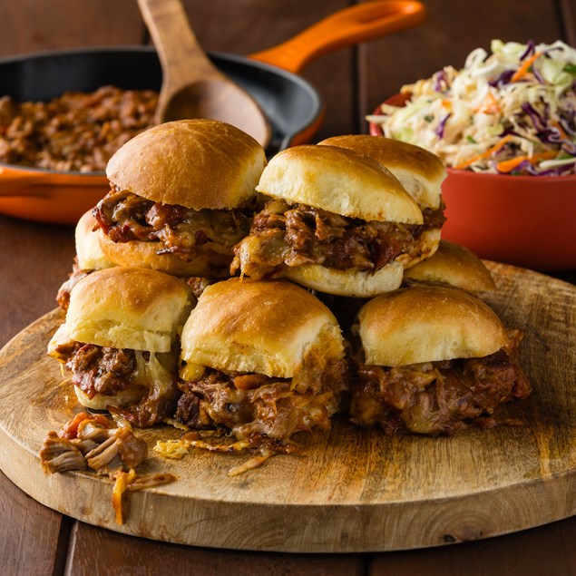 Slow Cooker Cheesy Mexican Pork Sliders 