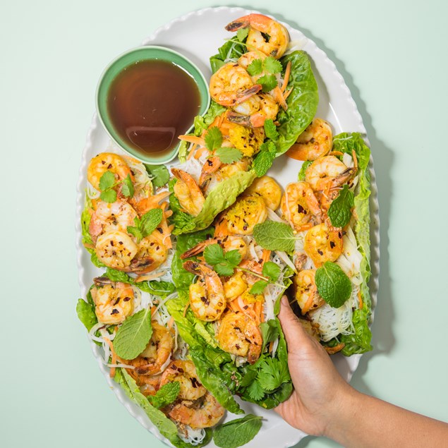 Fragrant Prawn & Herby Vermicelli Lettuce Cups with Nuoc Cham