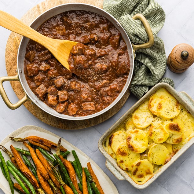 Pre-Prepped Red Wine Beef Ragù with Premade Potato Gratin - My Food Bag