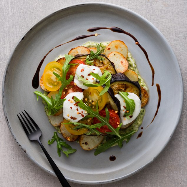 Roasted Eggplant Caprese with Balsamic Glaze