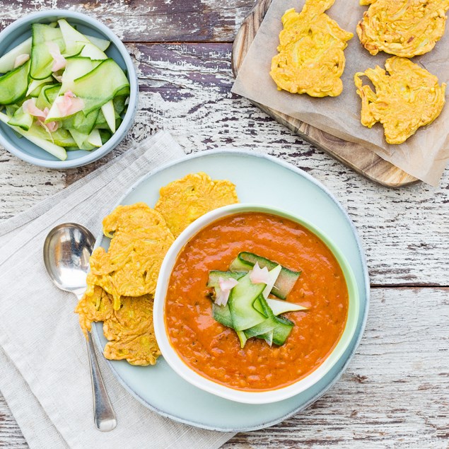 Onion Bhaji with Spinach and Lentil Korma