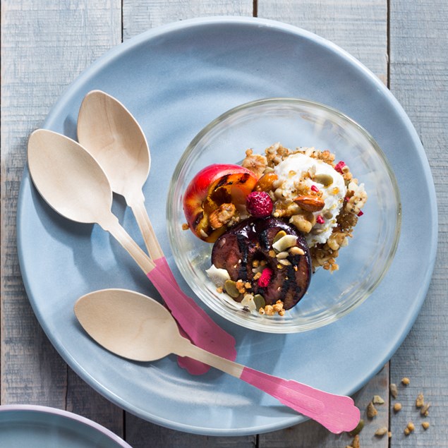 Grilled Fruit with Raspberry and Maple Sprinkle
