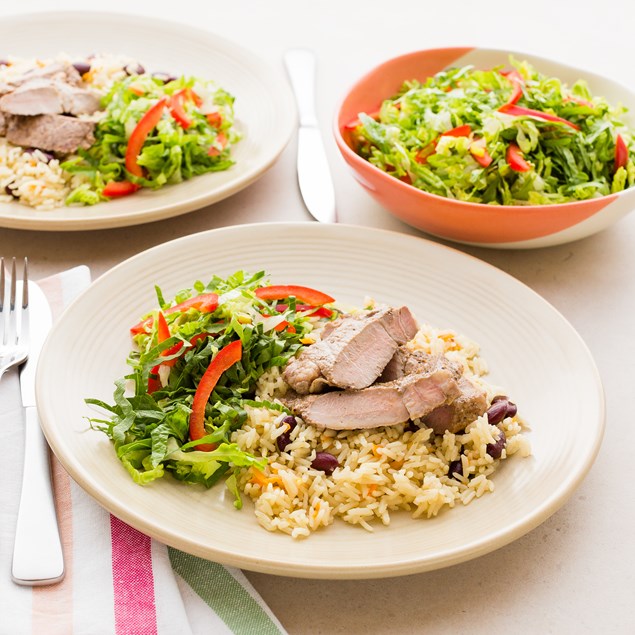 Jerk Pork with Jamaican Rice and Beans