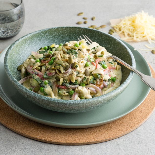 Creamy Pea and Pesto Pasta