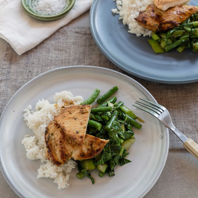 Thai Chicken with Coconut Rice and Asian Greens