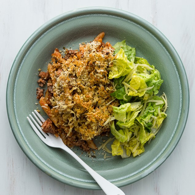 Lamb Pasta Bake with Caper Crumb